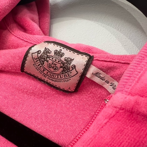 Juicy Couture Pink Velour Pink Zip Up Sweatshirt Large - Picture 2 of 5